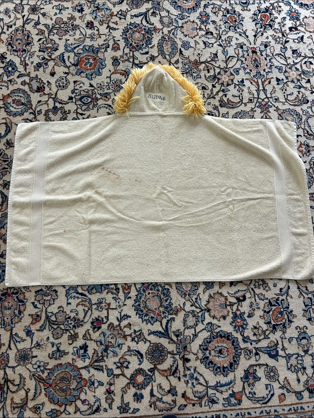 JUDAH the LION Kids Hooded Bath Towel Yellow colton with lion’s mane hood trim